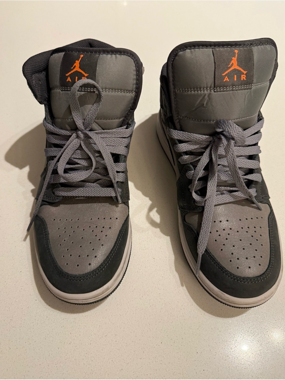 Nike Air Jordan High Top Sneakers Gray with Orange Logo